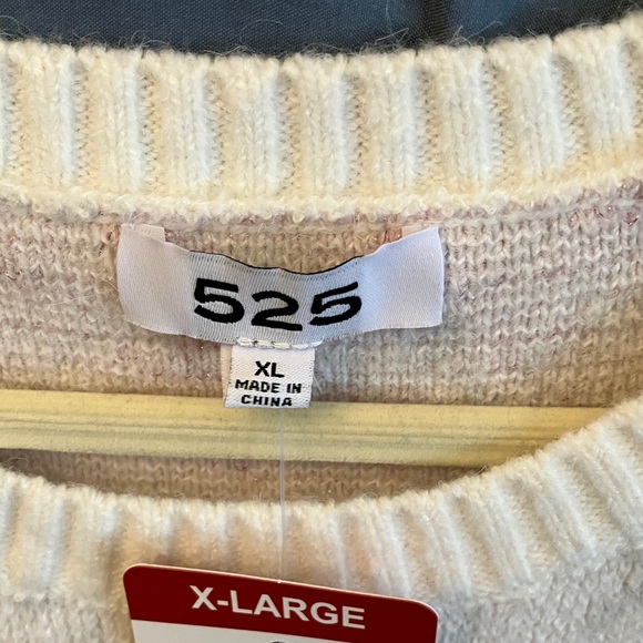 525 America: NWT Chalk Conbo Houndstooth Sweater- Pink Sparkle- XL - Picture 2 of 12